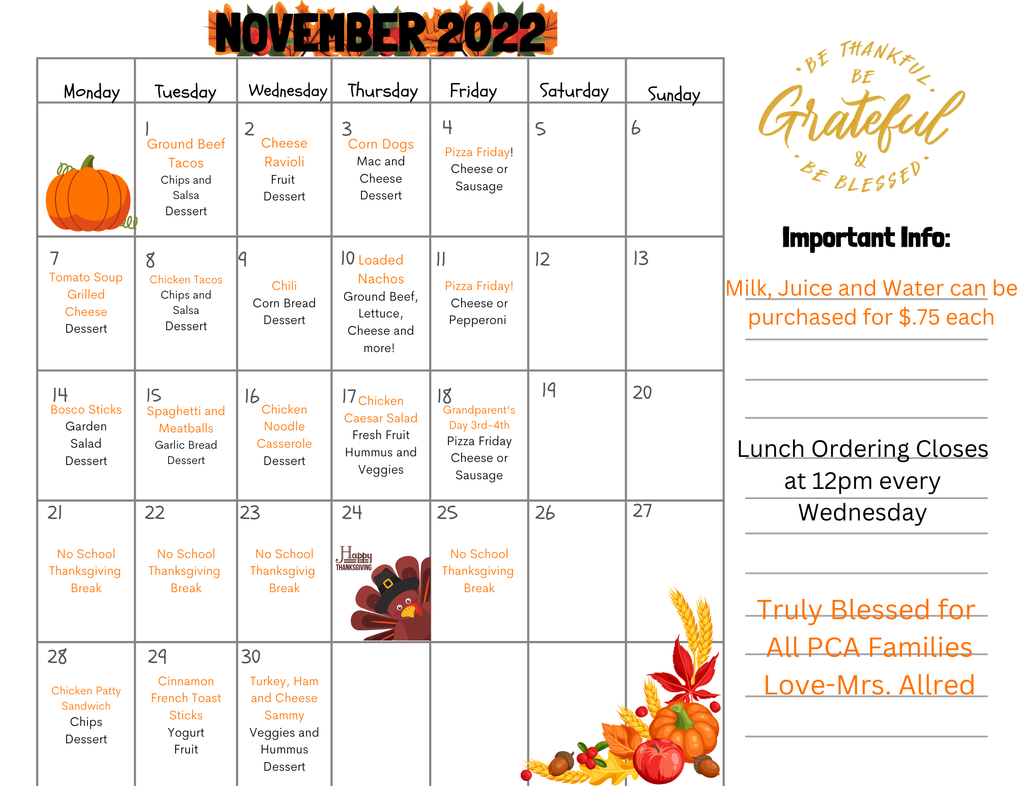 November 2022 Calendar (1) Parkview Christian Academy